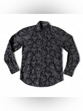 Jeffrey Campbell Black & Gray Patterned Long-Sleeve Button-Up Shirt